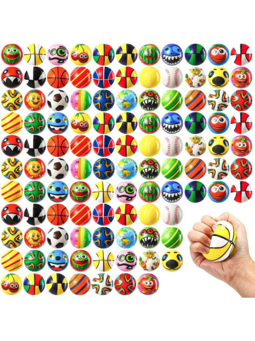 108 Pcs Mini Sensory Fidget Balls - Stress Relief Toys for Kids & Adults, Cute